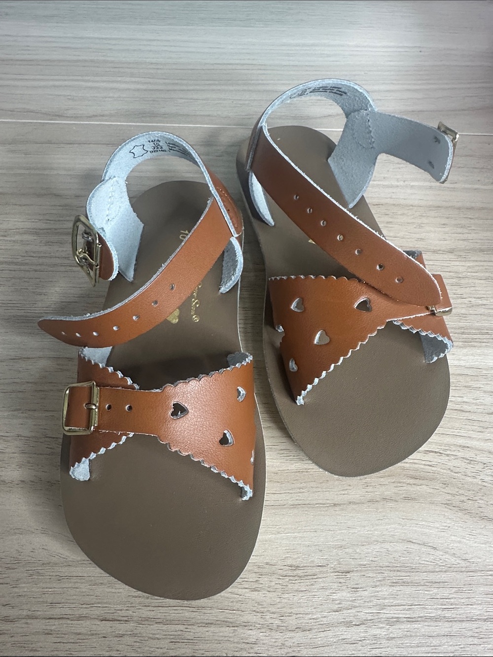 Toddler Tan Heart Cutout Buckle Sandals
